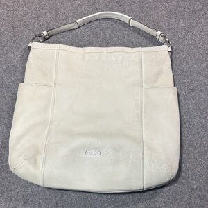 Large Coach white leather hobo shoulder bag